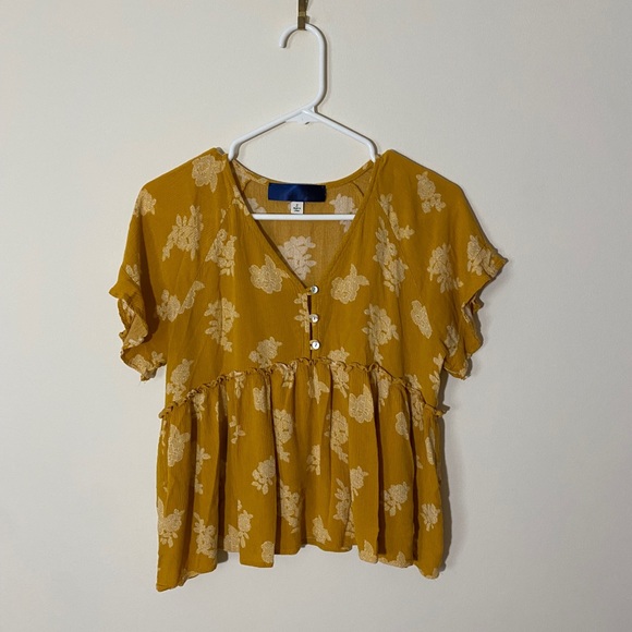 Blue Rain Tops - Small yellow floral top